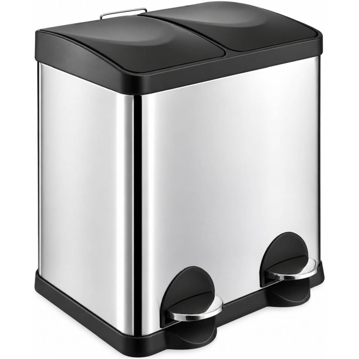 Gedotec Doppel-Mülleimer RECIK mit Pedal 400 x 320 x 480 mm, 2 x 15l Edelstahl poliert