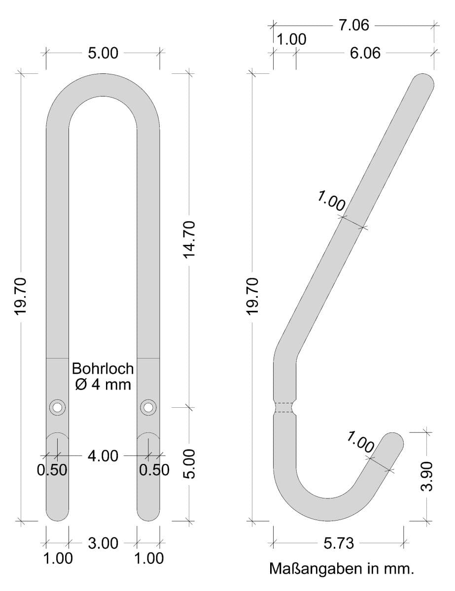 Garderobenhaken PRIMA aus Edelstahl Huthaken Skizze