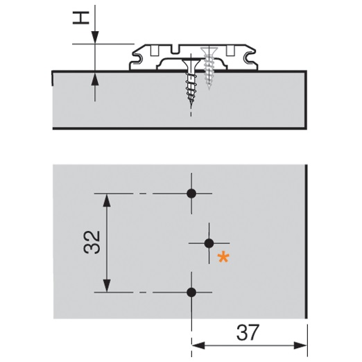 Blum Clip Top Kreuzmontageplatte Exzenter zum Schrauben Skizze1