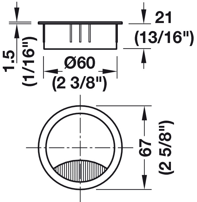 Skizze kabeldurchlass Durchmesser 60 mm