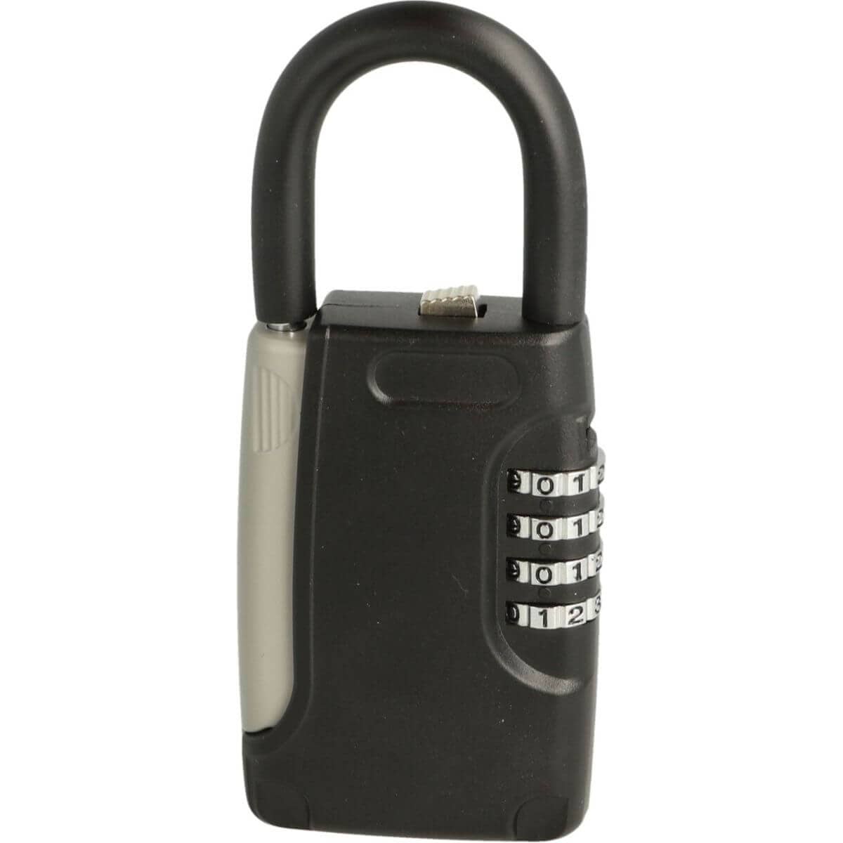 Siso steel padlock with key safe and 4-digit combination, black, Ø 10.5 mm