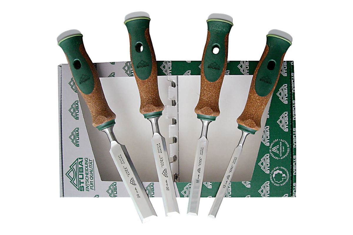 Stubai 4-piece steel chisel set with cork handle