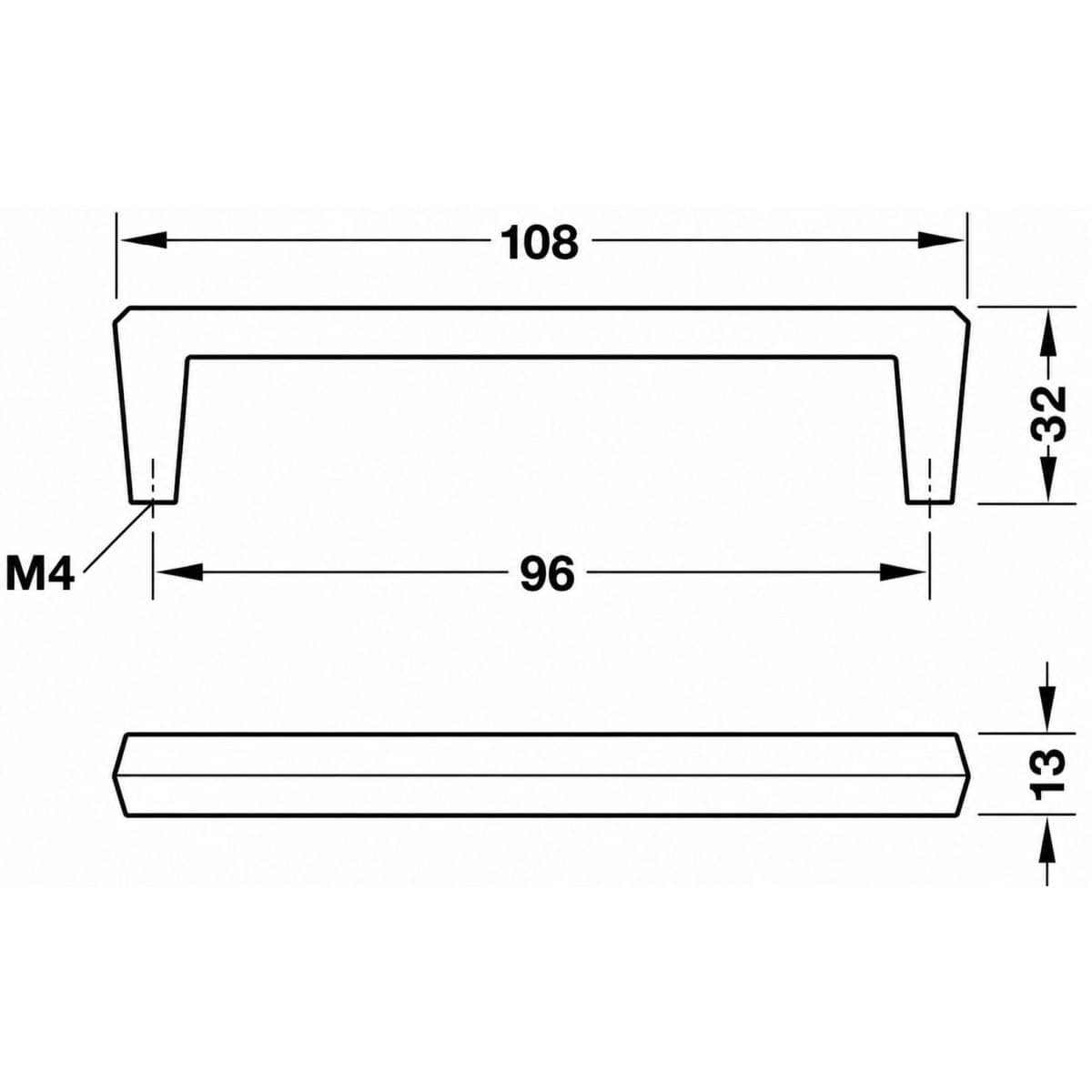 Häfele Möbelgriff H2585 aus Metall, Schwarz matt BA 96 mm