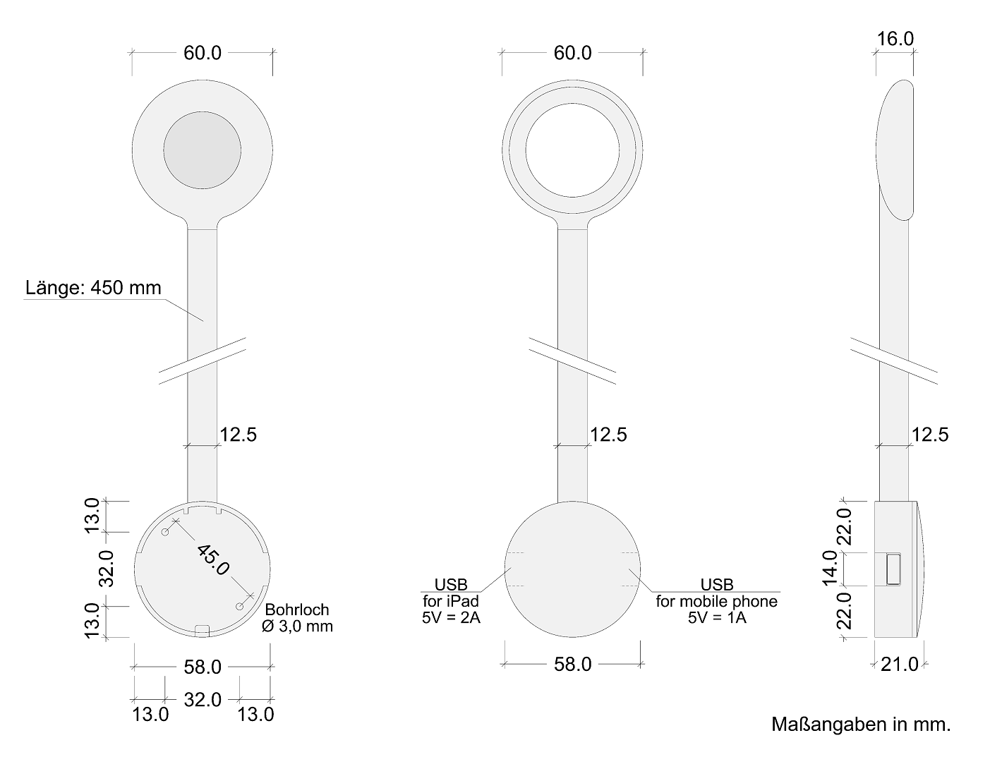 flexible LED Leseleuchte Modus Skizze