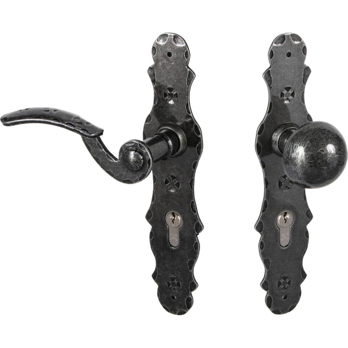 Lienbacher Türbeschlag BERN Antik Schmiedeeisen Wechselgarnitur PZ 88 mm, Links