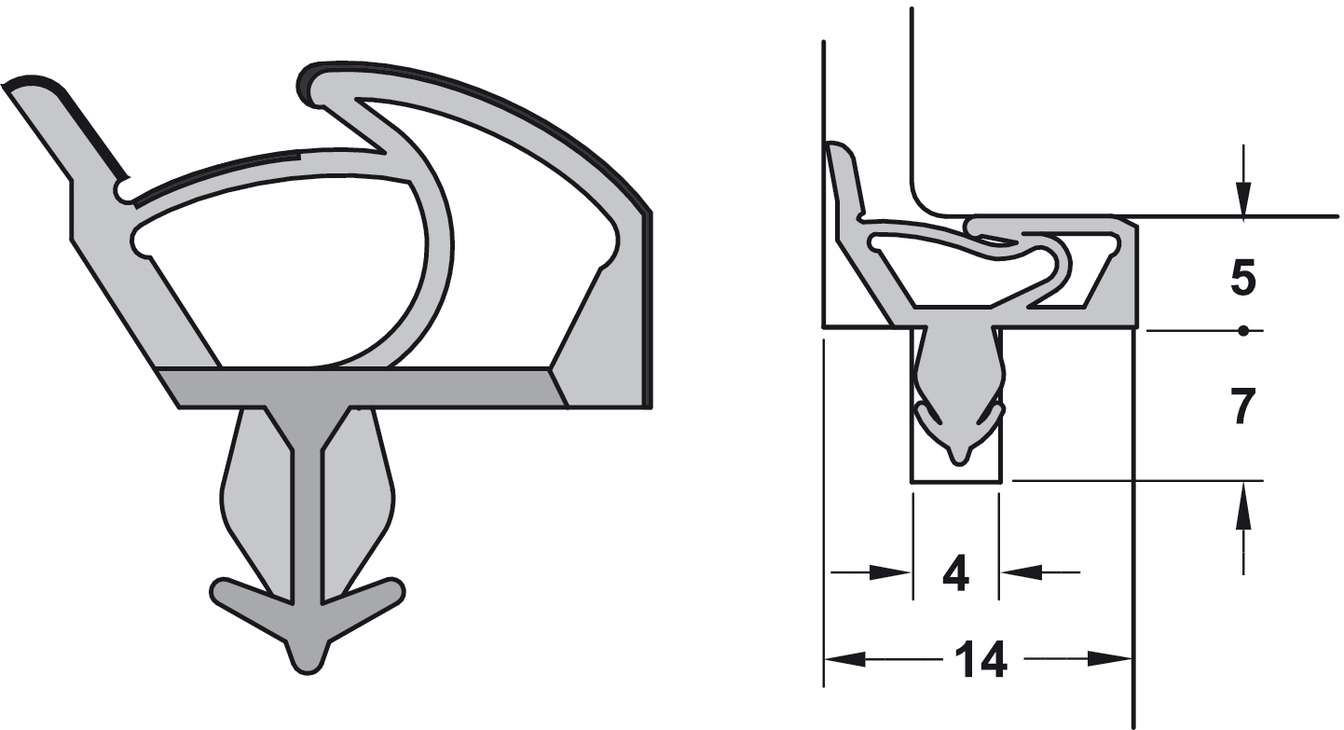 Deventer Room Door Seal SP 7544 for Rebated and Non-Rebated Doors TPS