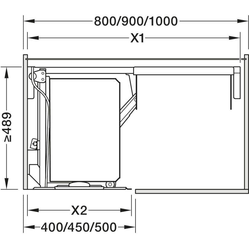 Häfele Eckschrank Drehauszug UTENSIO ST10 PLUS FOLD CORNER rechts, Anthrazit 30 kg Korpusbreite 800 mm Türbreite 400 mm lichte Korpushöhe 489 - 640 mm
