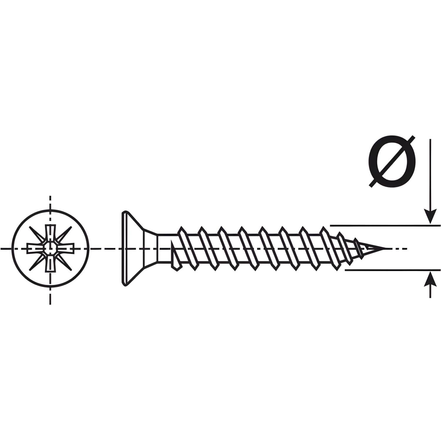 Gedotec Spanplattenschraube aus Stahl, Senkkopf Vollgewinde PZ, Messing poliert Ø 2,5 x 16 mm