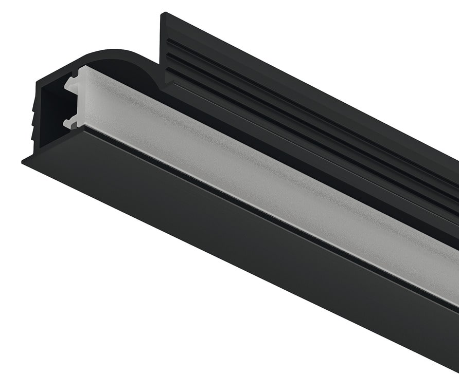 Häfele LOOX5 Profilé d'encastrement LED 1107 en aluminium largeur intérieure 8 mm, profilé noir - 3000 mm