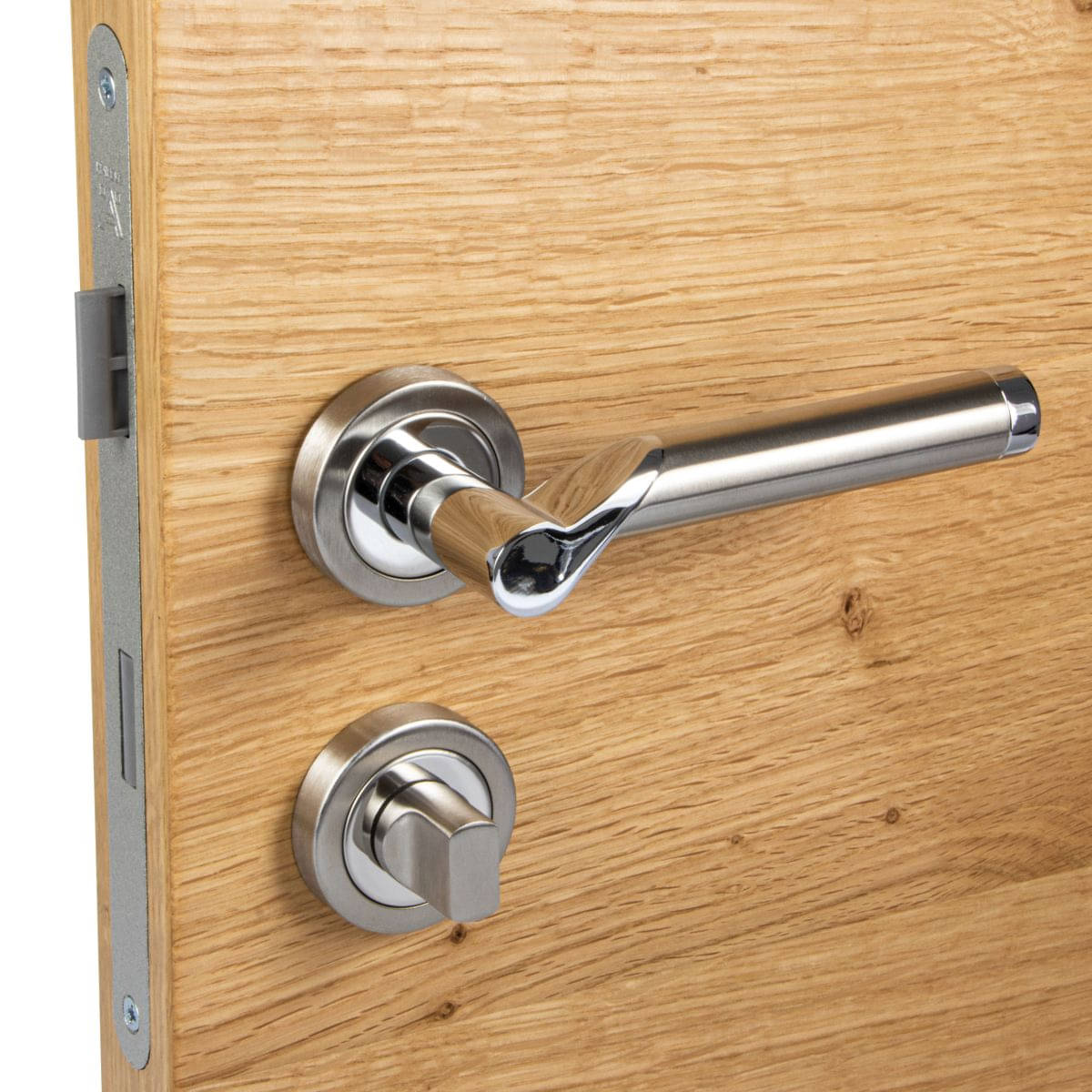 Türdrücker MIRAGE aus Edelstahl gebürstet / verchromt WC