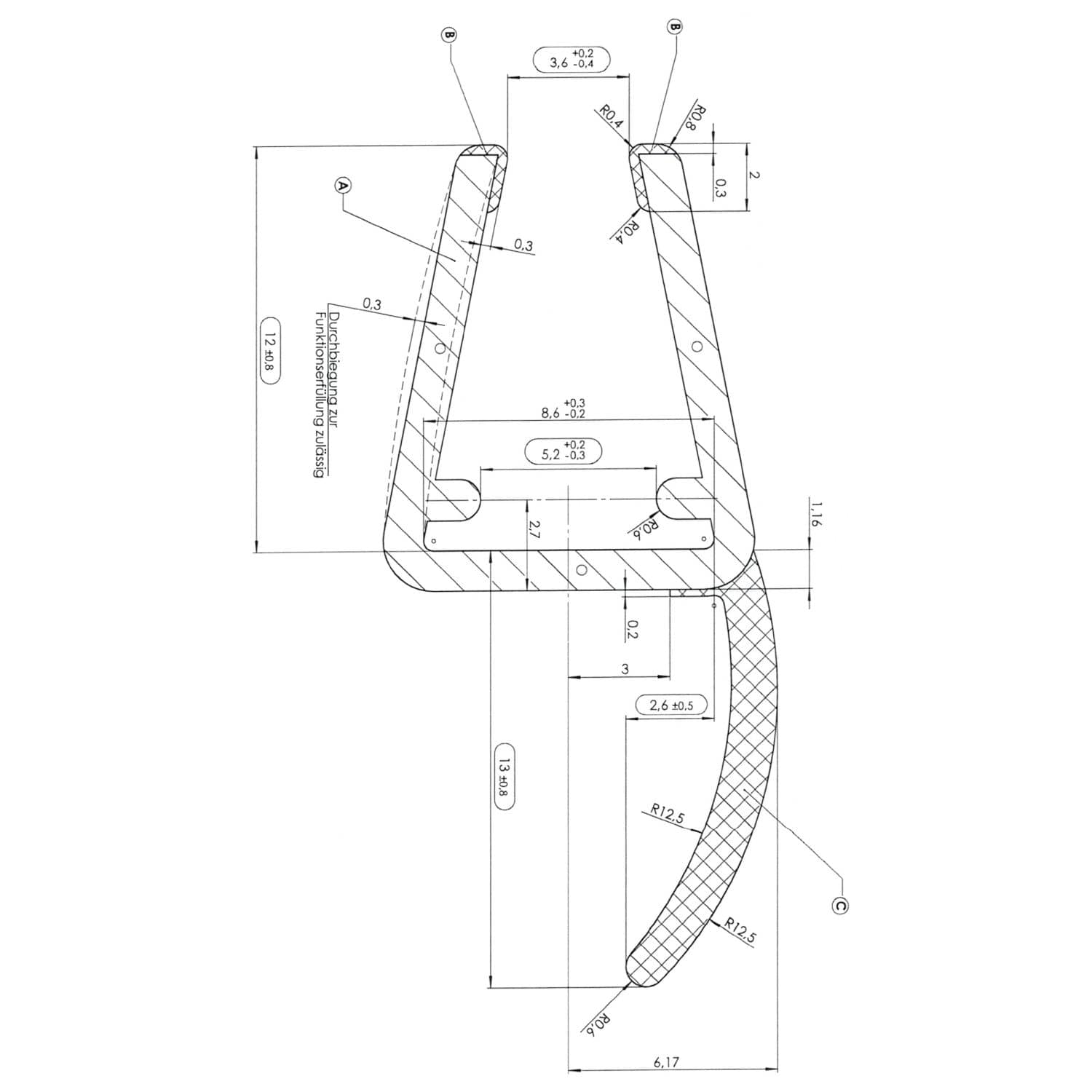 Rehau Mitteldichtung aus Kunststoff mit seitlicher Lippe für Glasdicke 4-5 mm, 1000 mm