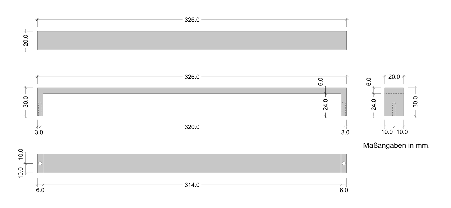 Bügelgriff Bohrabstand 320 mm Skizze