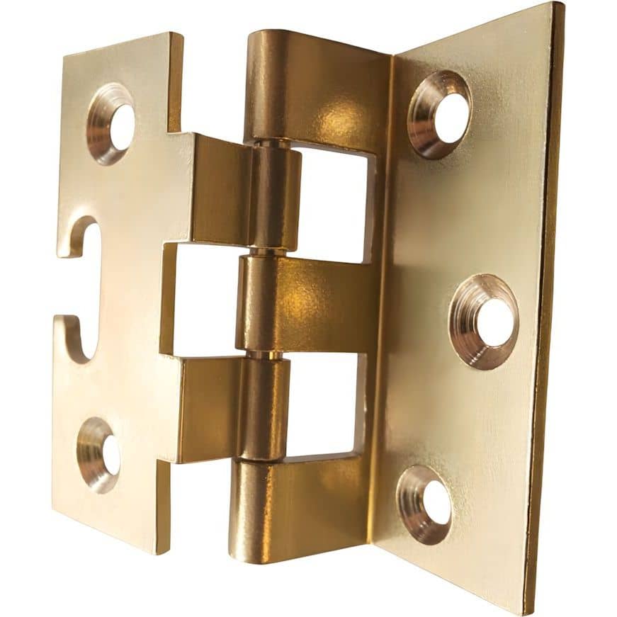 Gedotec Möbelscharnier 107 aus Messing 40 x 35 mm, gefälzt 13 mm mit vertikaler Einstellung, Messing poliert