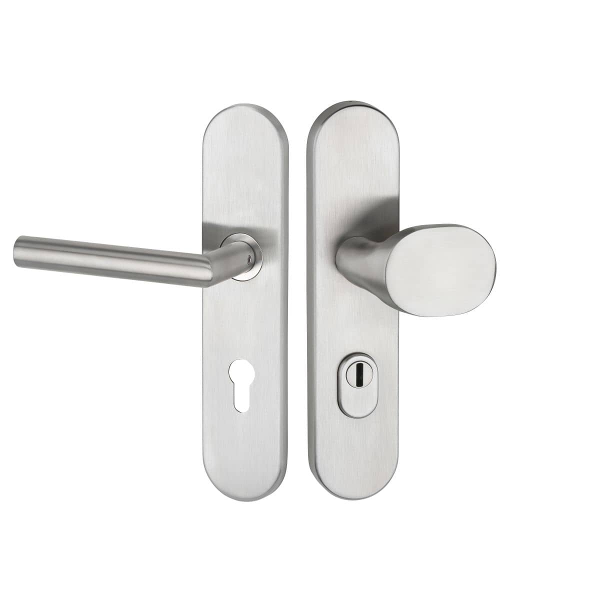 Hermat veiligheidsbeslag van mat roestvrij staal Ö-norm L-vorm 88 mm kruk / knop met kerntrekbeveiliging