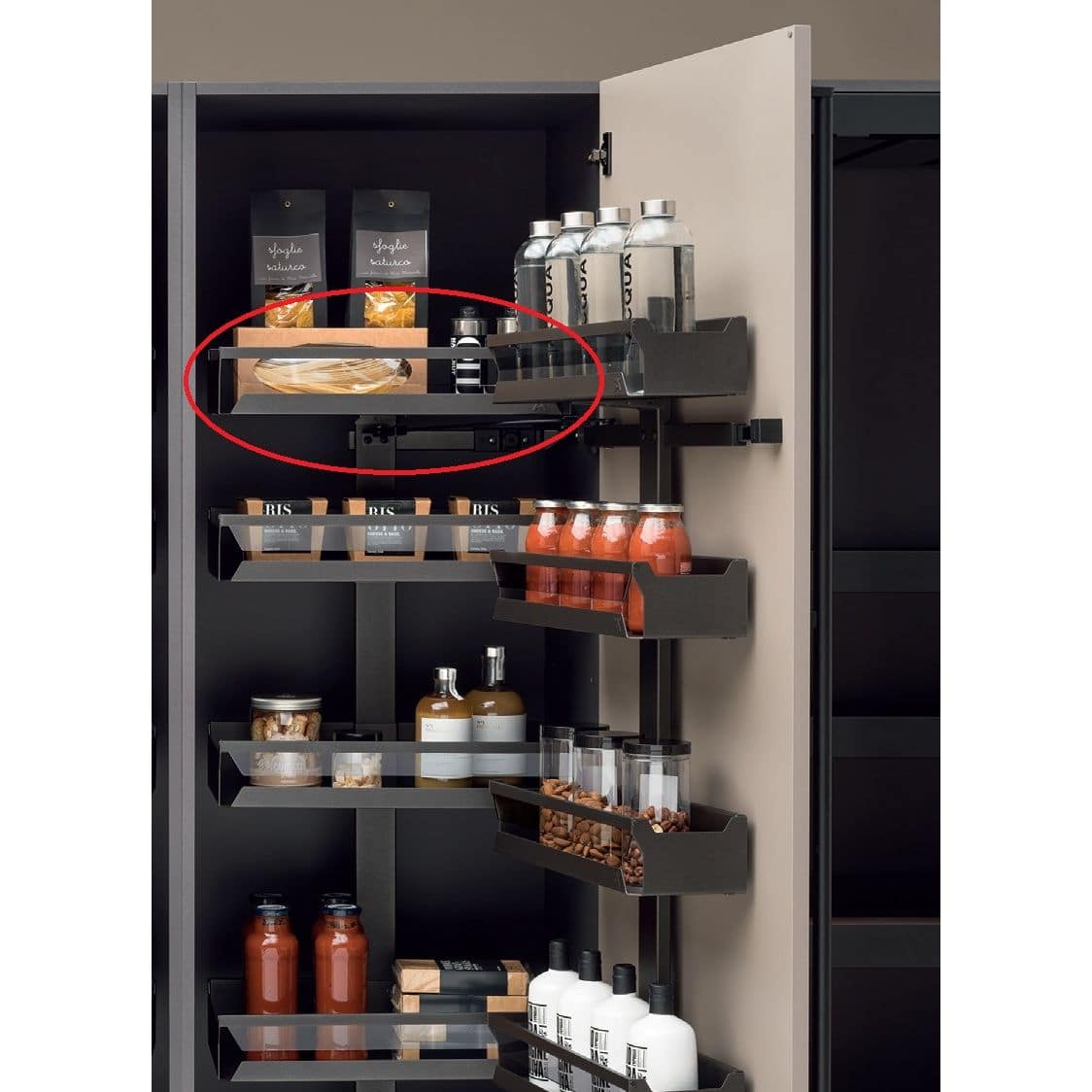 Häfele Innen-Ersatztablar UTENSIO ST10 PLUS DELUXE PANTRY, Anthrazit Korpusbreite 600 mm