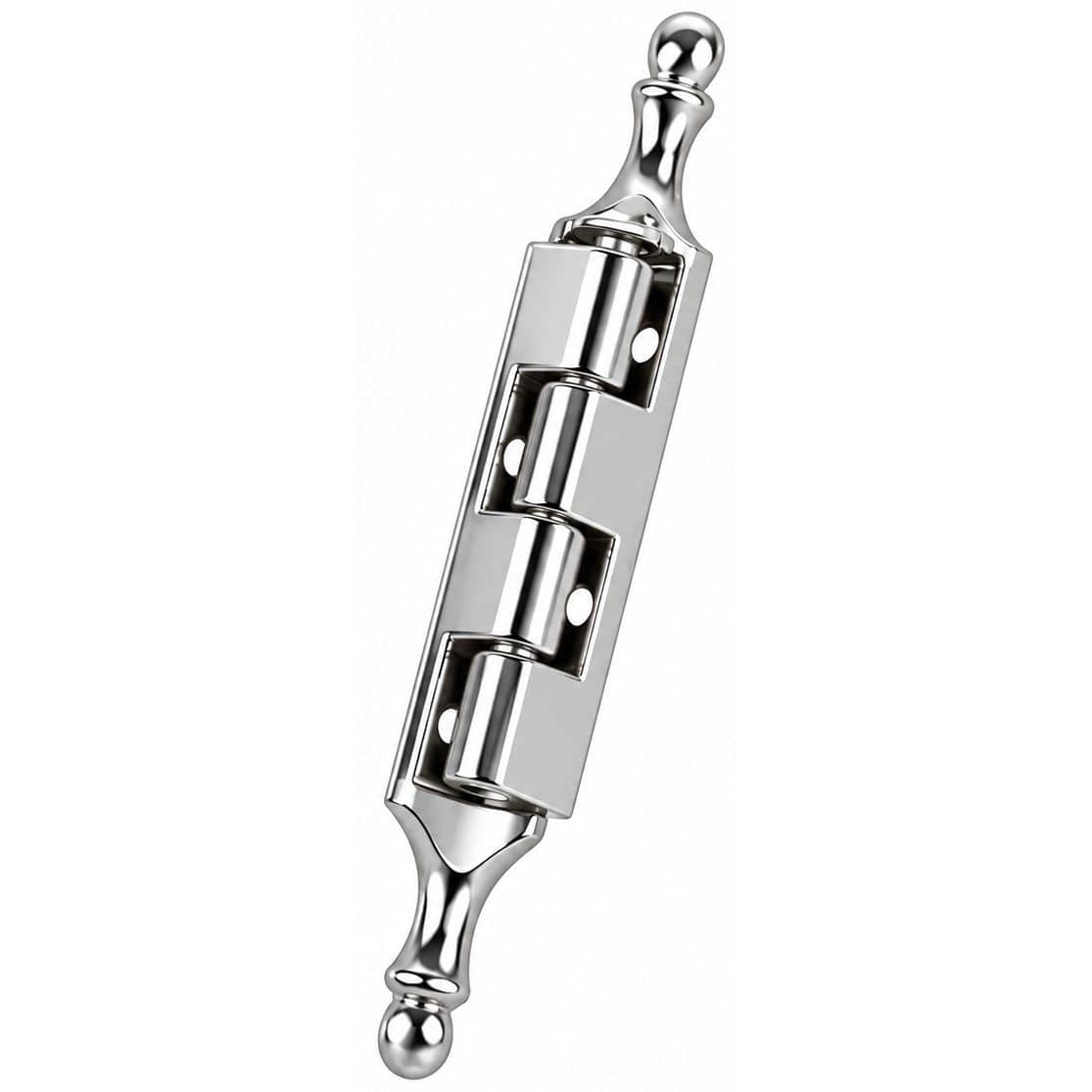 Gedotec Aufschraubscharnier ADELHEID mit Zierkopf aus Metall, 79 x 40 mm Edelstahl-Optik