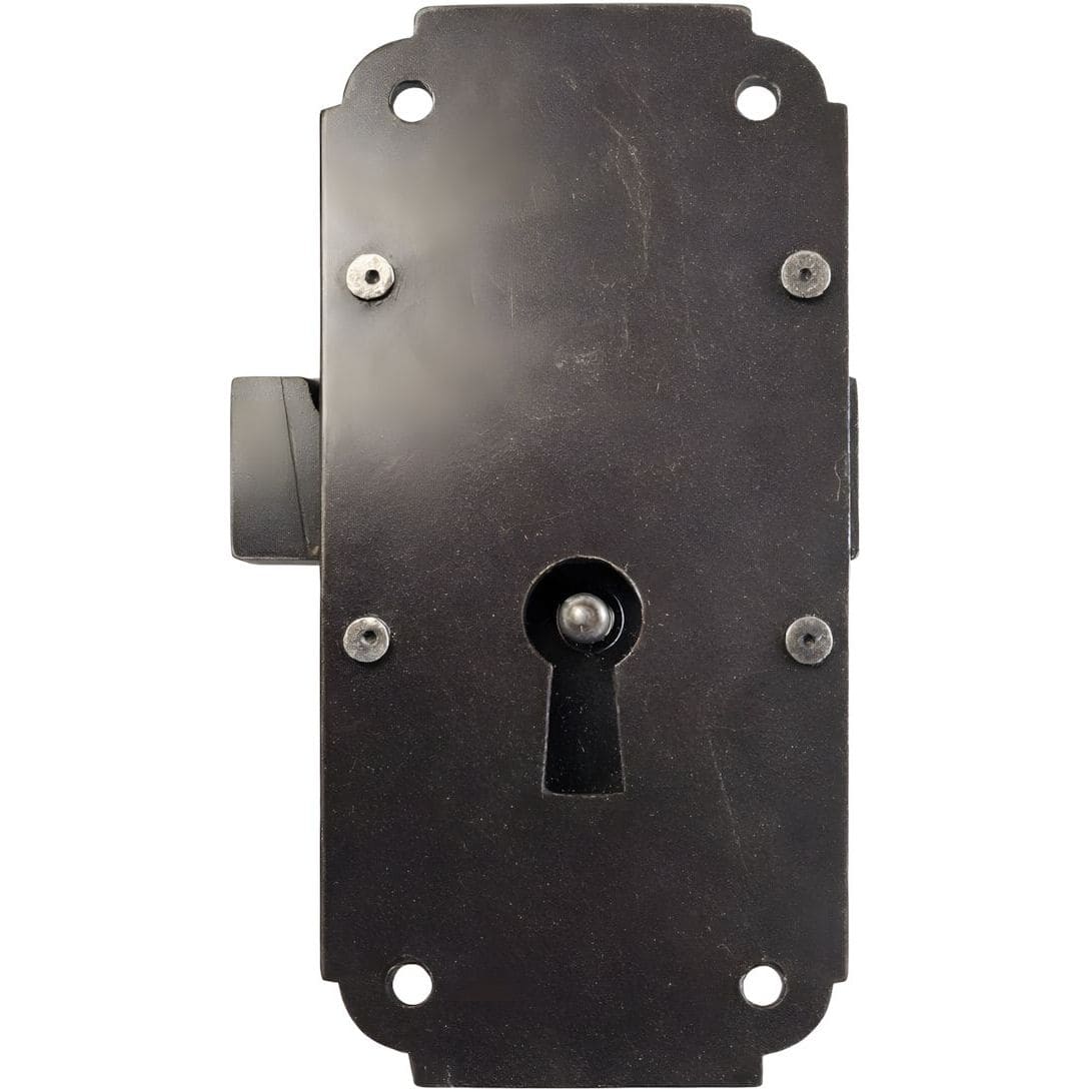 Gedotec Schrankschloss 5013 zum Aufschrauben, Schwarz brüniert Dornmaß 20 mm