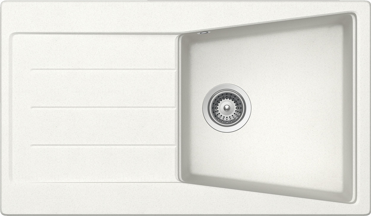 Aufbauspüle AS02S mit kleinem Becken 860 x 500 mm Weiß