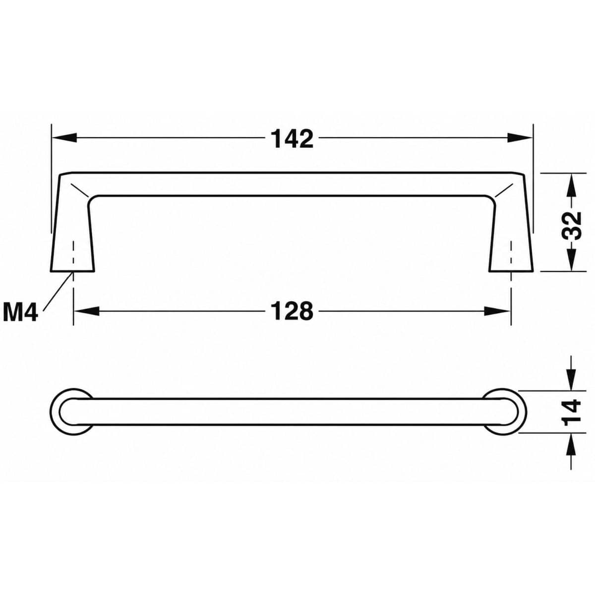 Häfele Möbelgriff H2565 aus Eichenholz, Eiche lackiert BA 128 mm