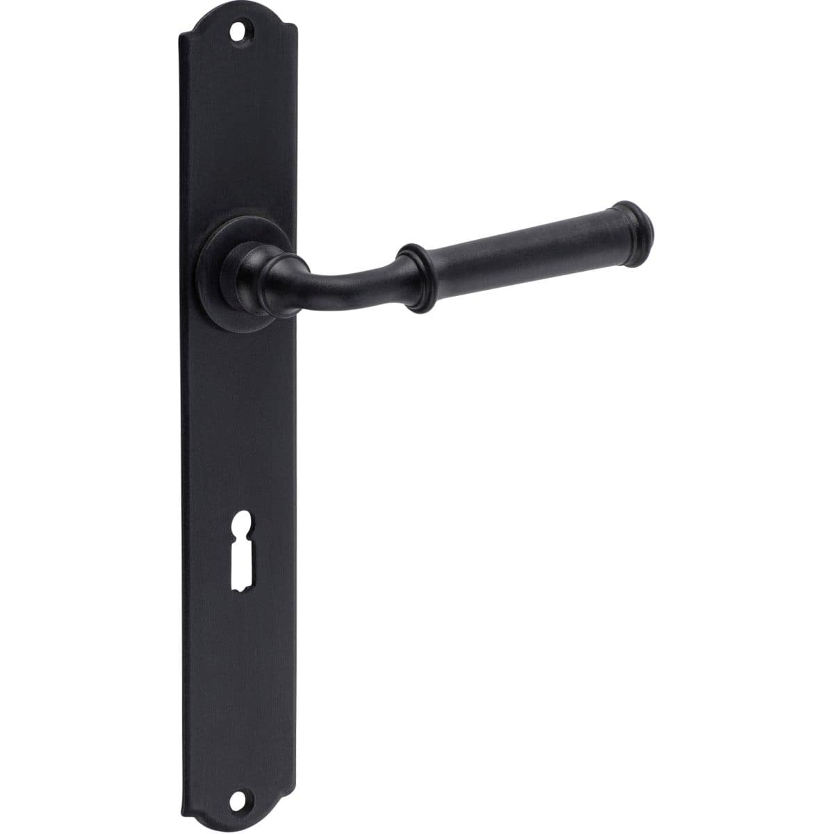 Galbusera Langschildgarnitur TALLINN aus Schmiedeeisen schwarz, BB - Buntbart - DIN-Norm (Abstand 72 mm)