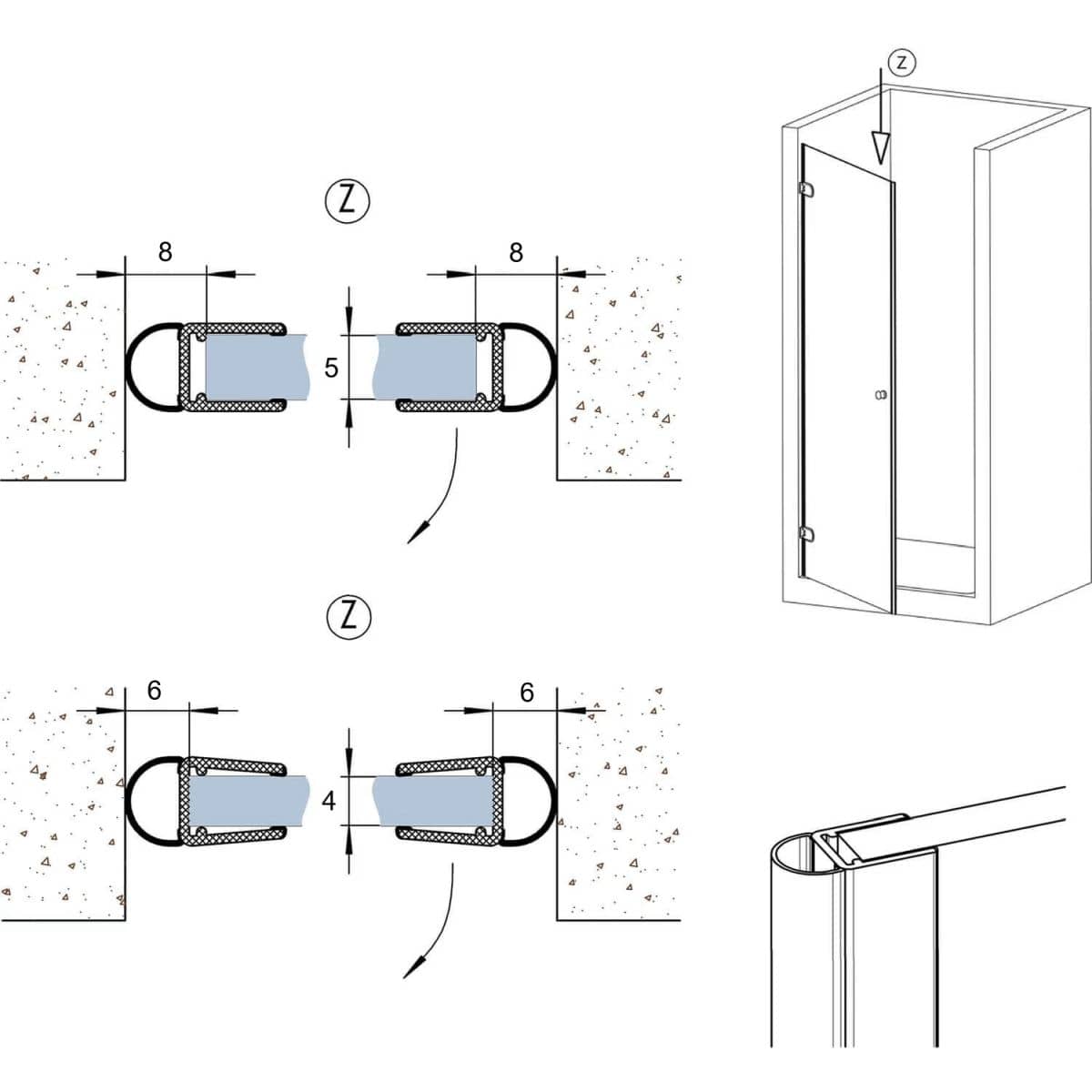 Rehau Duschtürdichtung aus Kunststoff streifend für Glasdicke 4 - 5 mm, 1000 mm