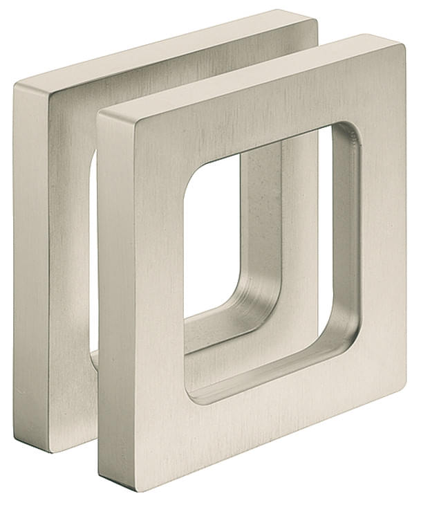 Glastür-Muschelgriff aus Aluminium eckig beidseitig selbstklebend Edelstahl-Optik