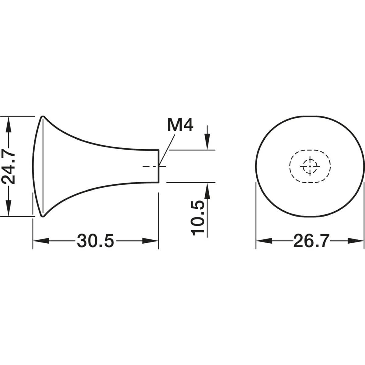 Häfele Möbelknopf H2525 aus Eichenholz, Eiche lackiert 26,7 x 30 mm
