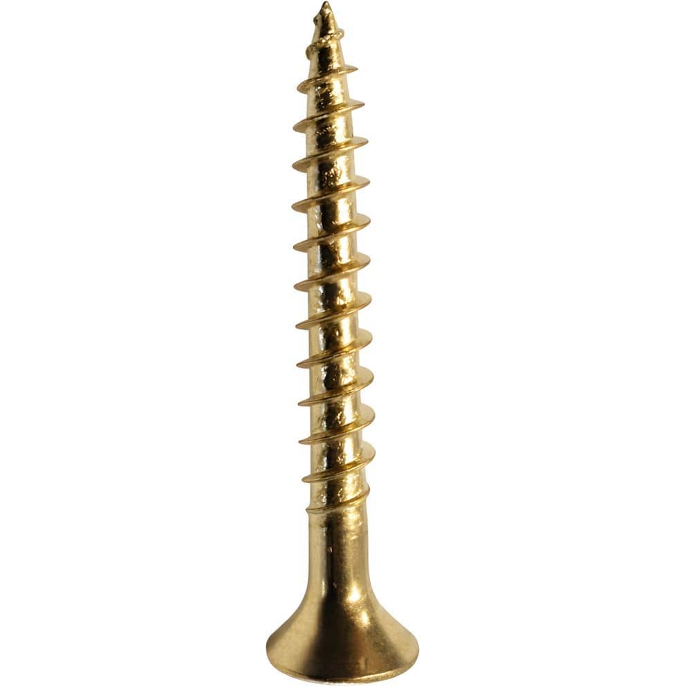 Gedotec Spanplattenschraube aus Stahl, Senkkopf Vollgewinde PZ, Messing poliert Ø 2,5 x 16 mm
