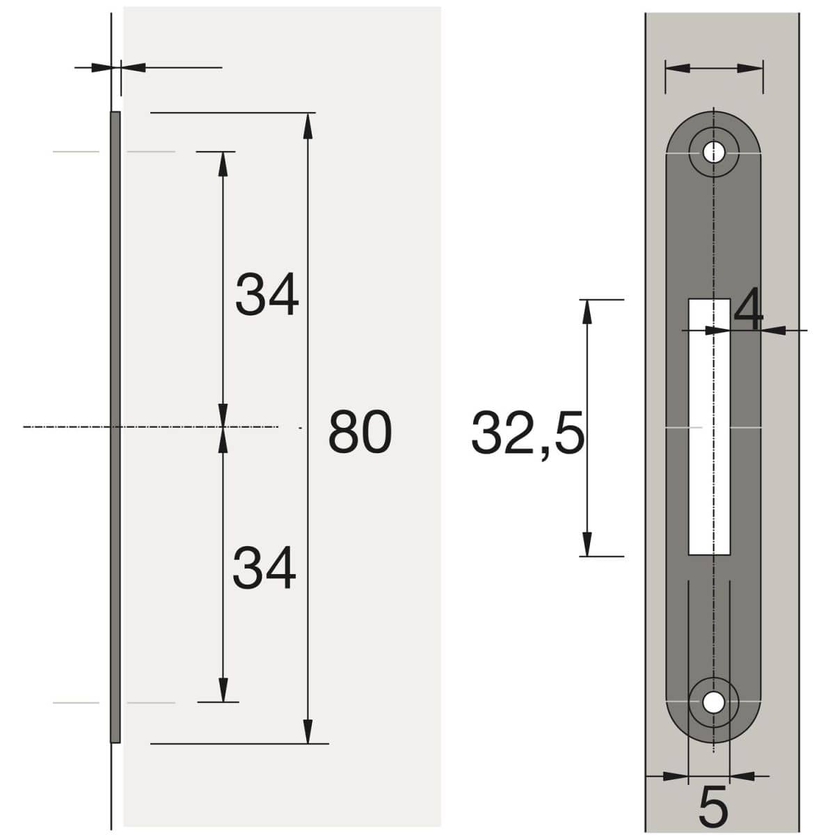 Hettich Schließblech PRESTIGE 2000 Typ 8012 aus Stahl vernickelt