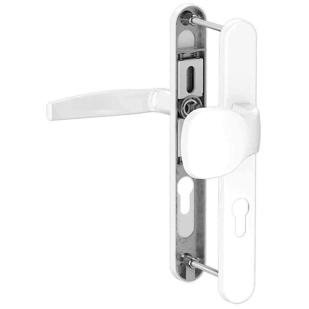 Gedotec Schmalrahmengarnitur VICTORY aus Alumnium Drücker/Knopf B36 mm DIN NORM 92 mm PZW, Weiß (RAL 9016)
