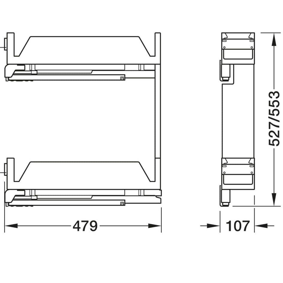 Häfele Unterschrank Frontauszug UTENSIO ST10 PLUS SLIM, Anthrazit 45 kg Korpusbreite 150 mm