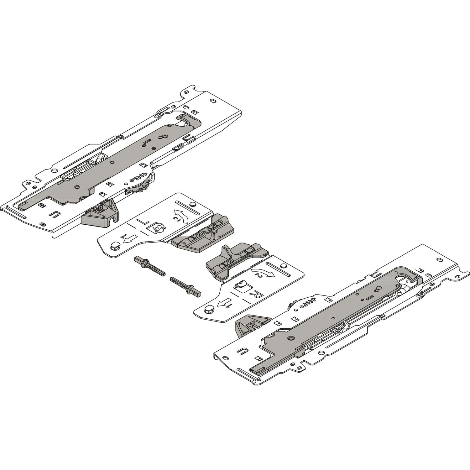 Blum Tip-On Blumotion Einheit Und Mitnehmer Für Tandembox, T60b3330 - Für Nennlänge 350-650 Mm - Ladengewicht 0 - 20 Kg