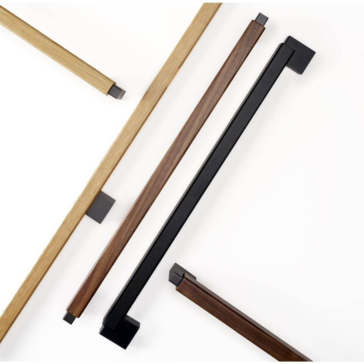 Viefe Möbelgriff DUO BIG aus Holz & Aluminium, Eiche - Lavagrau - 480 mm