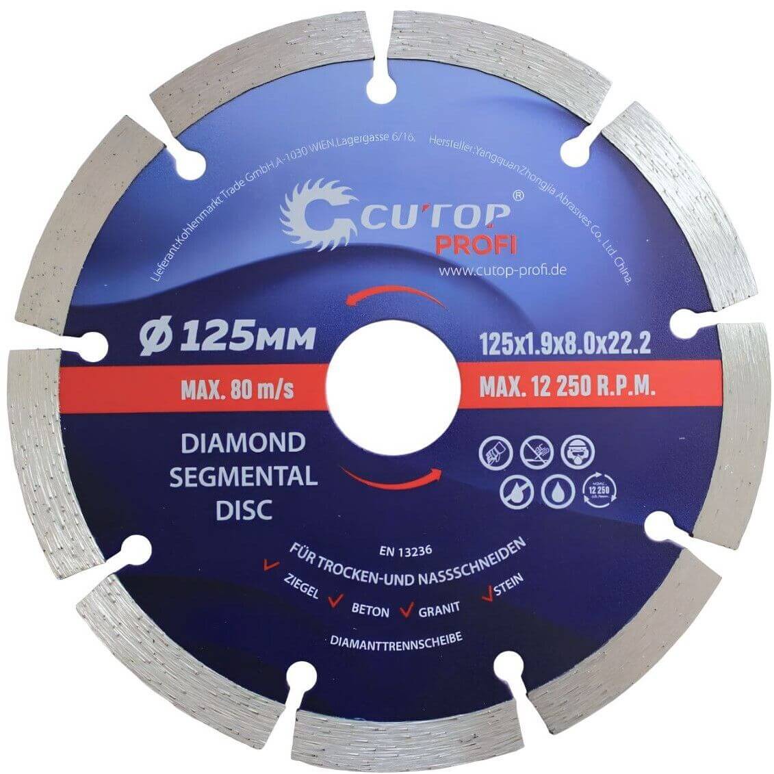 CUTOP PROFI diamond cutting disc for concrete, brick, granite and stone, 125 x 1.9 mm