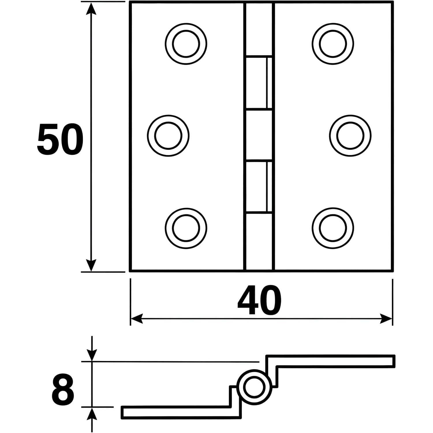 Gedotec Möbelscharnier aus Messing 50 x 40 mm, beidseitig gefälzt, Messing poliert