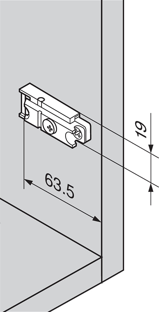 Blum Clip Top Montageplatte zum Einpressen mit 10 mm Dübeln Skizze2