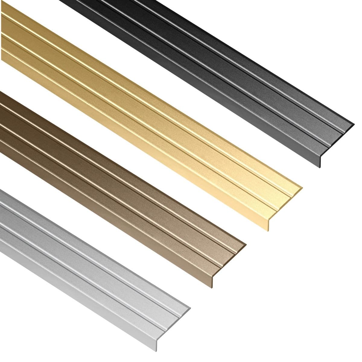 Alfer Treppenkantenprofil aus Aluminium L-Form selbstklebend 25 x 8 mm, Bronze matt - 1000 mm