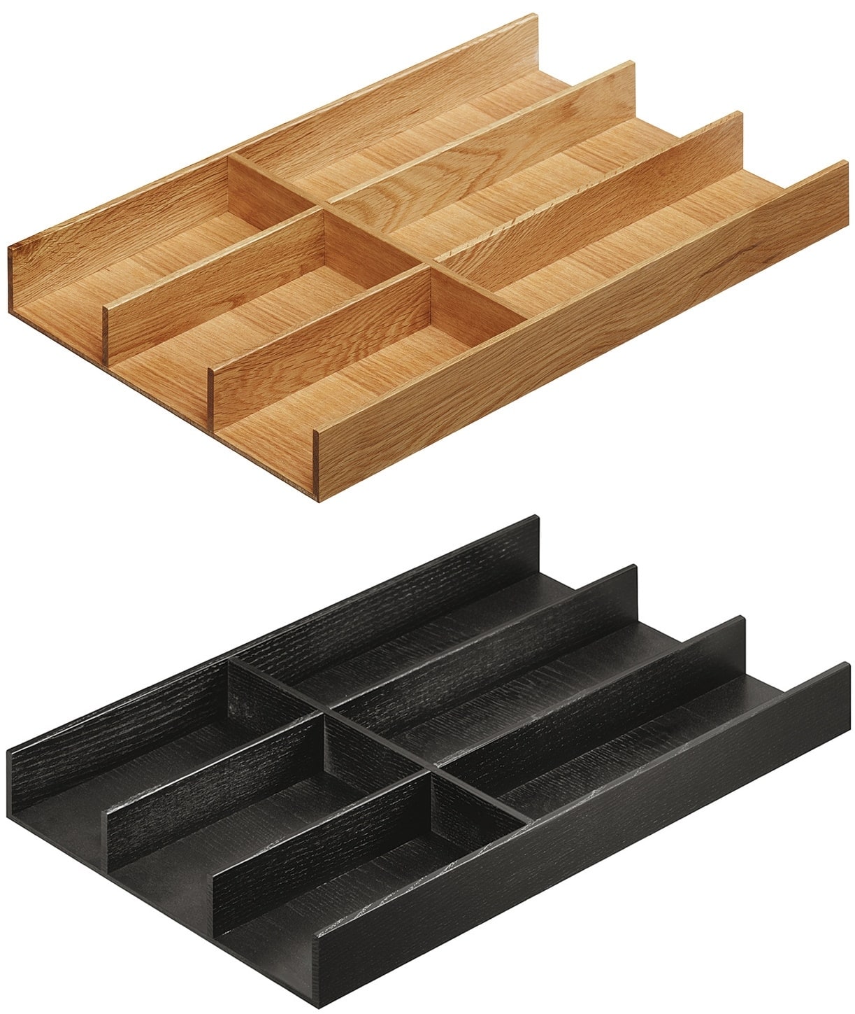 Häfele Besteckeinsatz H4137 aus Holz Schubkasteneinteilung universell flexibel für Nennlänge 500 mm, Esche schwarz gebürstet