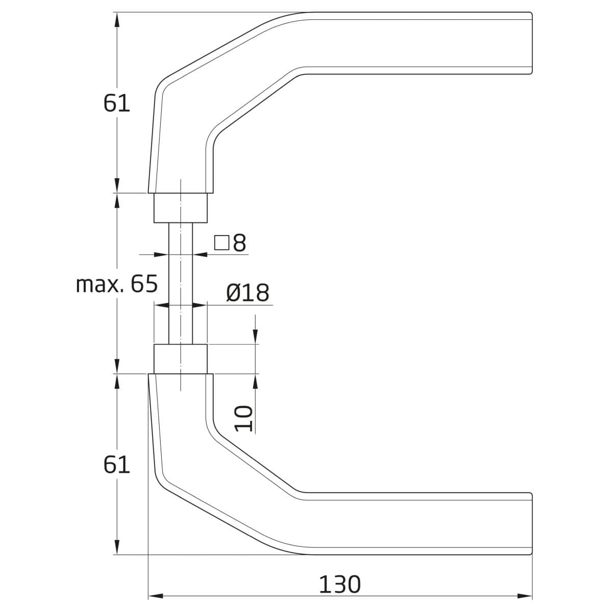 Gedotec Drückerpaar HANNES aus Aluminium, 130 x 61 mm Gold matt
