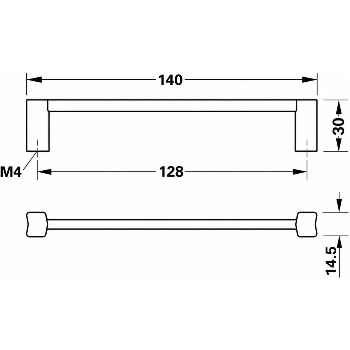 Häfele Möbelgriff H2340 aus Metall, Edelstahl-Optik BA 128 mm