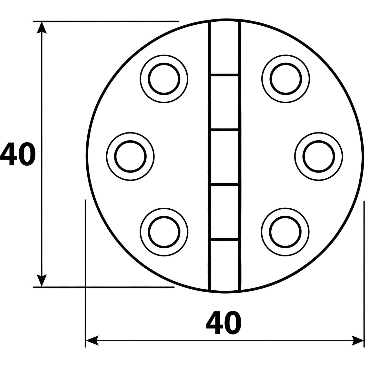 Gedotec Möbelscharnier aus Messing rund, Ø 40 mm Messing poliert