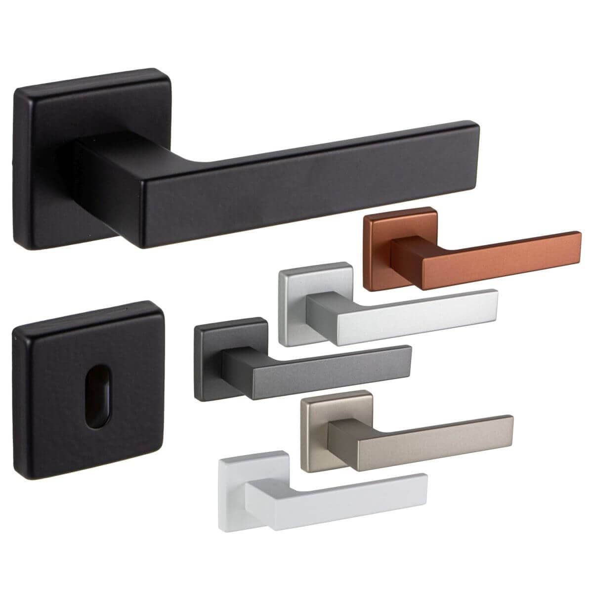Fimet Drückergarnitur PUSH 1317-211 aus Aluminium, PZ - Profilzylinder - Schwarz matt