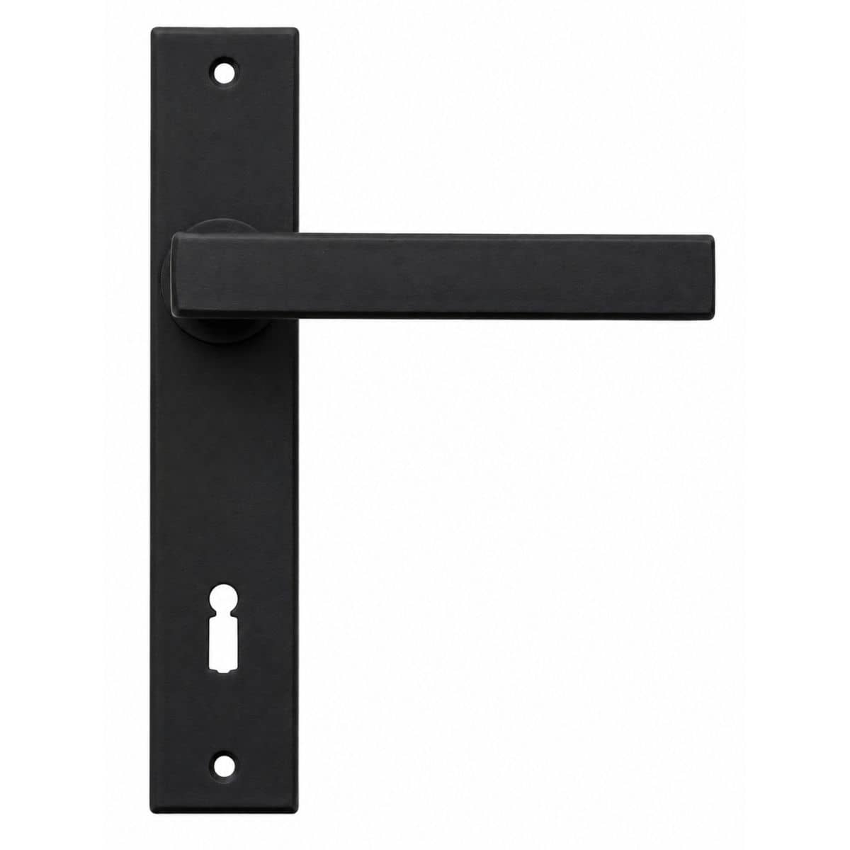 Galbusera Langschildgarnitur ALPINE aus Schmiedeeisen Antik schwarz, Ö-Norm 90 mm