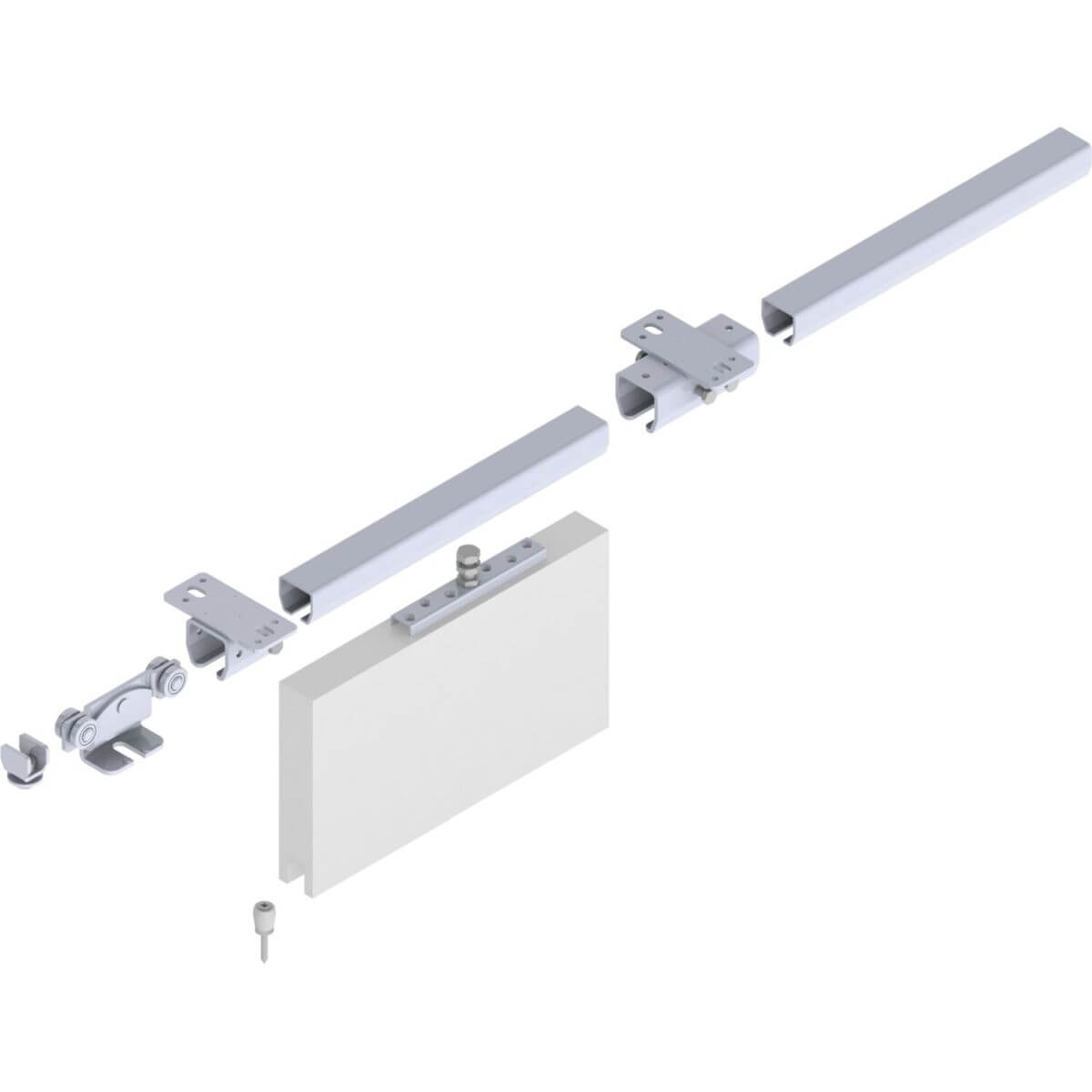 Kit de ferrures de porte coulissante Helm pour fixation au plafond 4000 mm Capacité de charge 200 - 400 kg