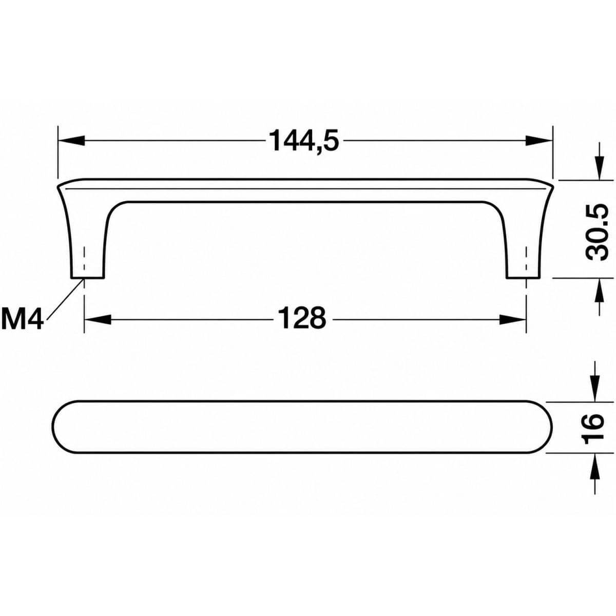 Häfele Möbelgriff H2520 aus Eichenholz, Eiche lackiert BA 128 mm