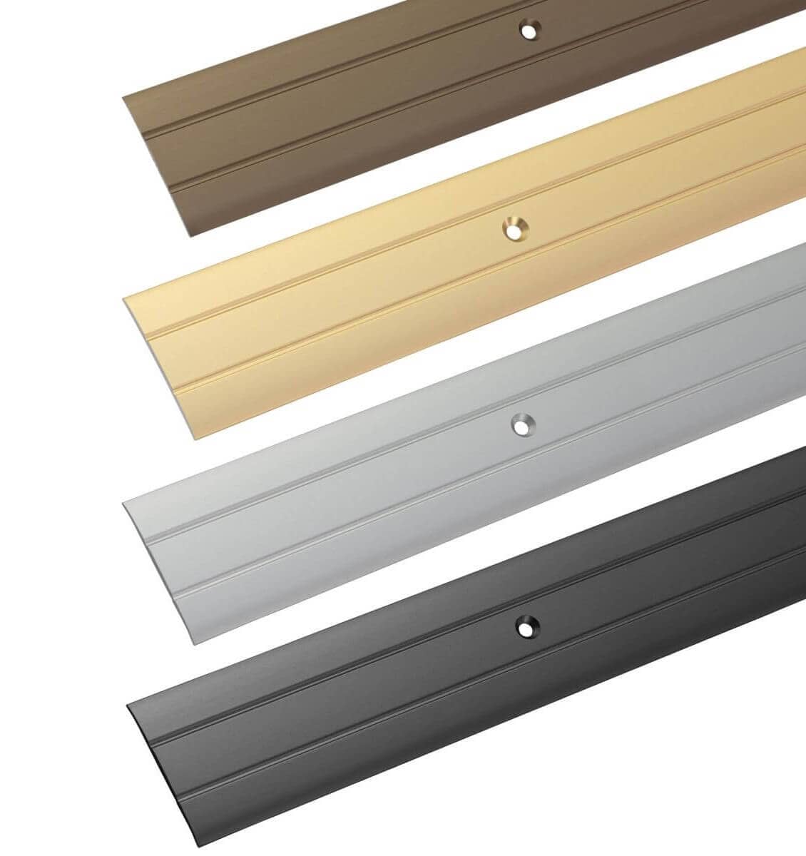 Alfer Übergangsprofil aus Aluminium Flach gelocht 37 x 2,5 mm, messing eloxiert - 1000 mm