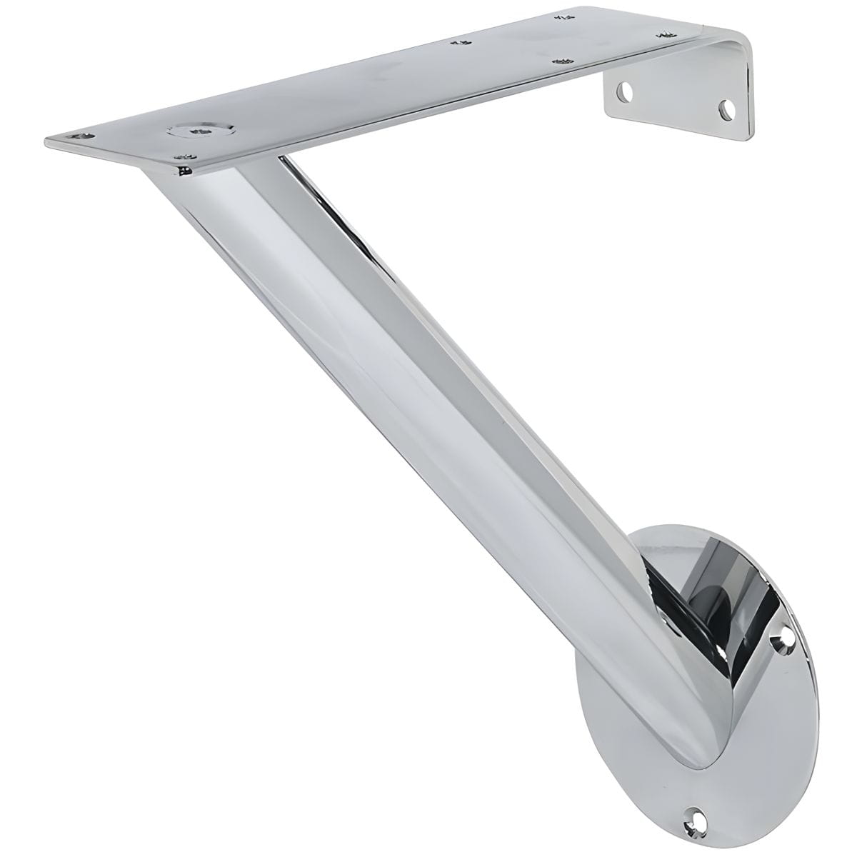 Soporte de barra Häfele redondo de acero para montaje en pared aspecto acero inoxidable altura 220 mm