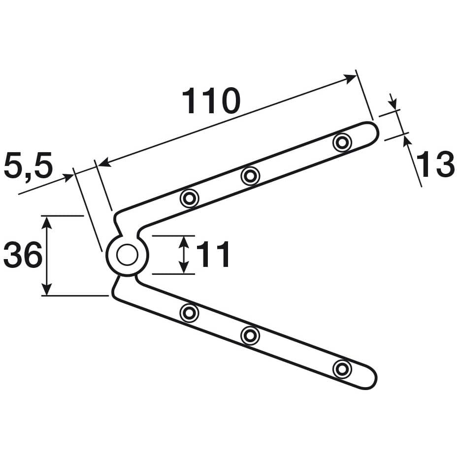 Gedotec Scherenscharnier MAXI für Klappen und Schreibtischplatten, 110 mm