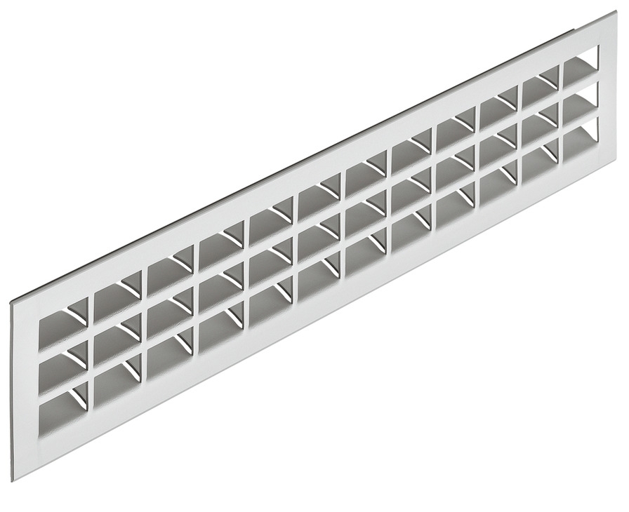 Häfele Grille d'aération H3638 carrée 550x80 mm aluminium anodisé argenté avec entretoises rainurées