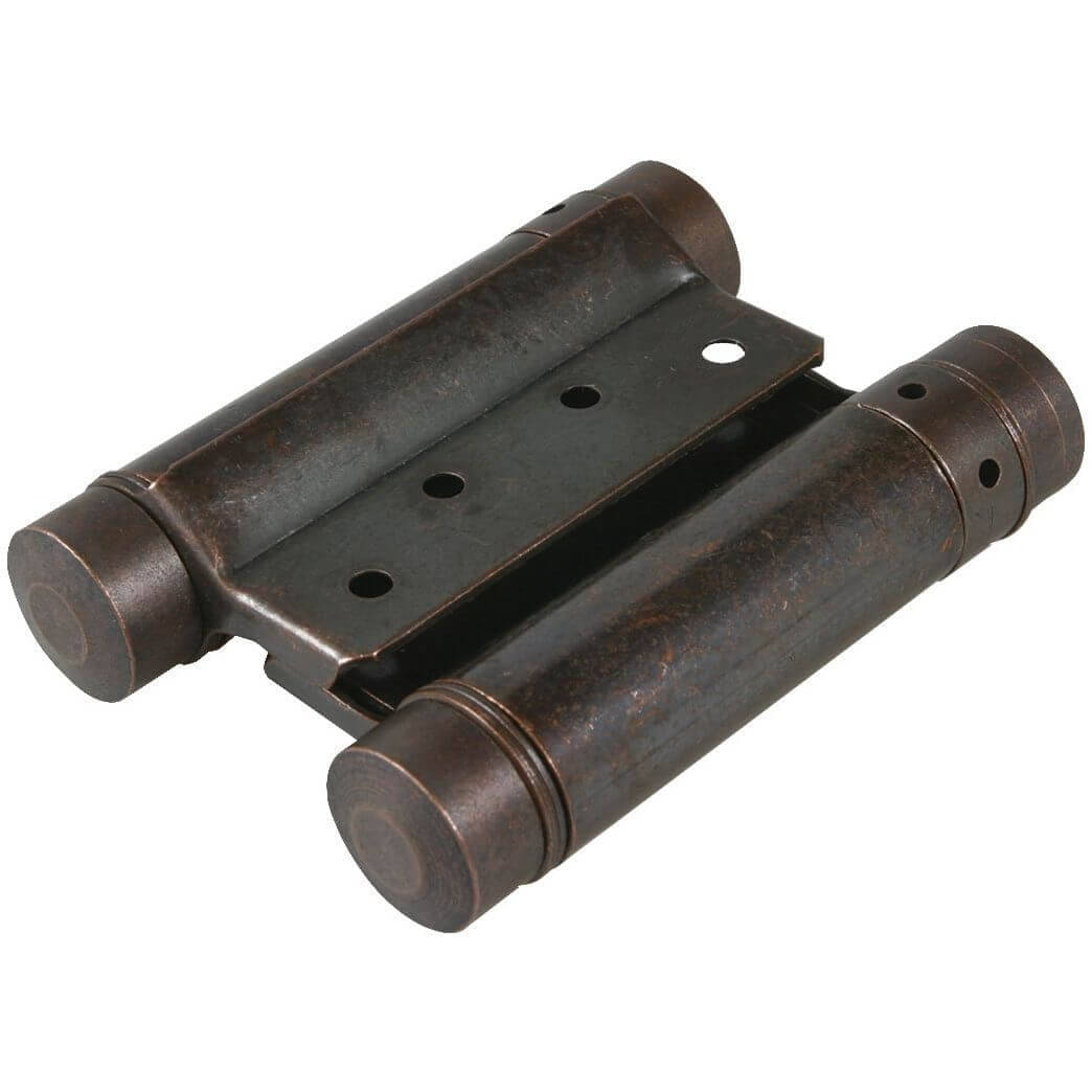 Charnière pour porte battante IBFM en acier bronze antique avec ressort, ouverture des deux côtés et fermeture automatique, 200 mm, capacité de charge 70 kg